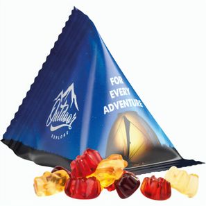 Fruchtgummi Tetraeder, Folie weiß, Trolli Fruchtgummibären, 30% Fruchtsaftqualität