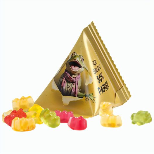 Fruchtgummi Tetraeder, Papierfolie weiß, Trolli Premium Bärchen, (Bild 1)
