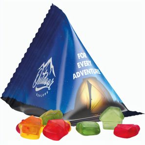 Fruchtgummi Tetraeder, Folie weiß, Trolli Fruchtgummi Haus