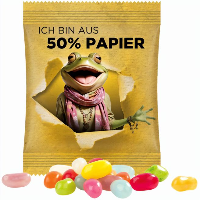 Minitüte, 10 g, Folie mit ca. 50% Papieranteil, weiß, Jelly Beans