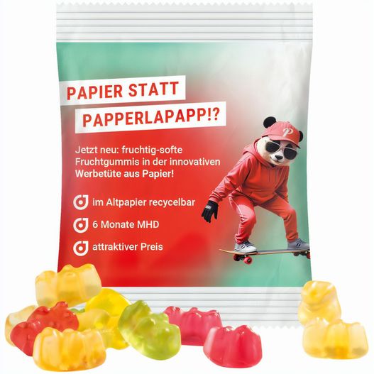 Minitüte, 10 g, recyclingfähiges Papier weiß, Trolli Premium Bärchen, (Bild 1)