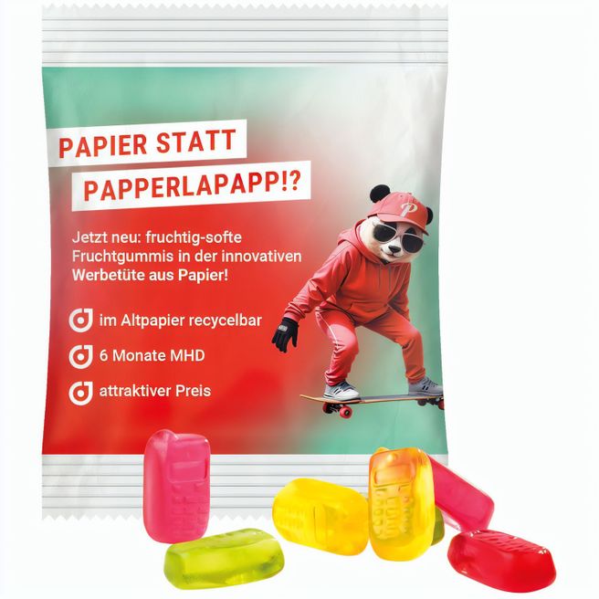 Produktabbildung Minitüte,10 g, recyclingfähiges Papier weiß, Trolli Fruchtgummi Handy Minitüte,10 g, recyclingfähiges Papier weiß, Trolli Fruchtgummi Handy