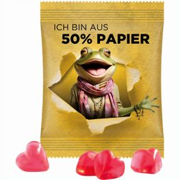 Produktabbildung Minitüte, 15 g, Papierfolie weiß, Trolli Fruchtgummi Herz, rot Minitüte, 15 g, Papierfolie weiß, Trolli Fruchtgummi Herz, rot