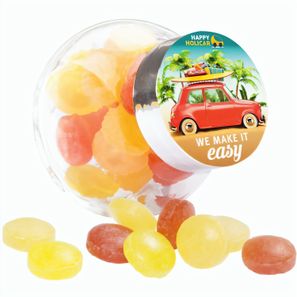 Bonbonglas Mini, Papier-Etikett, Mini Bonbons Fruchtmix