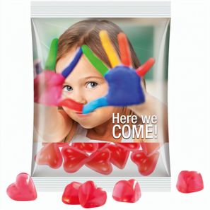 Maxitüte, Folie transparent, Trolli Fruchtgummi Herz rot
