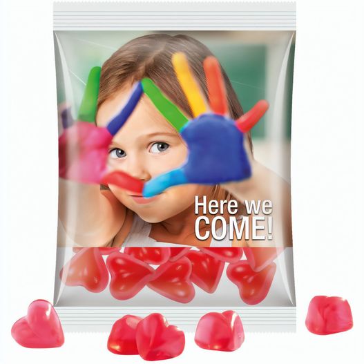 Maxitüte, Folie transparent, Trolli Fruchtgummi Herz rot (Bild 1)