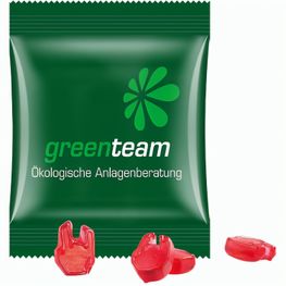 Minitüte Sonderform, 15 g, Folie kompostierbar weiß, Fruchtgummi 10 % Fruchtsaftanteil