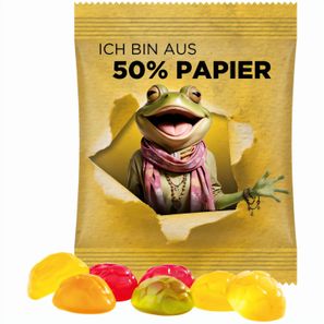 Minitüte, 10 g, Folie weiß mit ca. 50% Papieranteil, Trolli Fruchtgummi Fußbälle