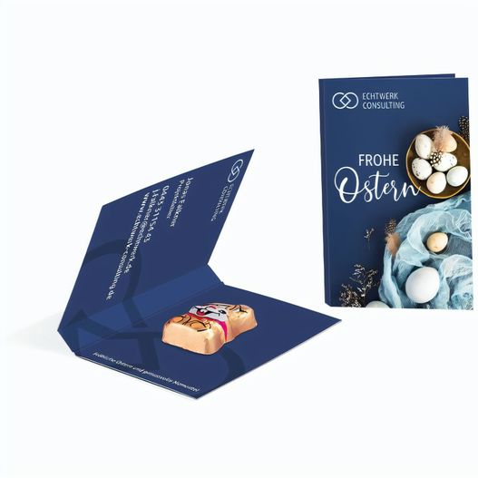Werbekarte Visitenkartenformat, Riegelein Schokoladen Mini-Osterhase (Bild 1)
