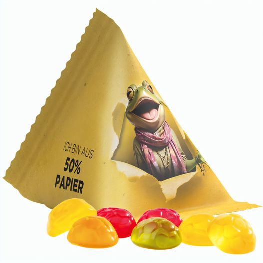 Produktabbildung Fruchtgummi Tetraeder, Folie mit ca. 50% Papieranteil, weiß, Trolli Fruchtgummi Fußbälle Fruchtgummi Tetraeder, Folie mit ca. 50% Papieranteil, weiß, Trolli Fruchtgummi Fußbälle (Bild 1)