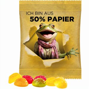 Minitüte, 15 g, Folie weiß mit ca. 50% Papieranteil, Trolli Fruchtgummi Fußbälle