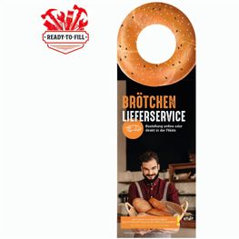 Werbeanhänger aus weißem Karton, kundengestelltes Füllgut
