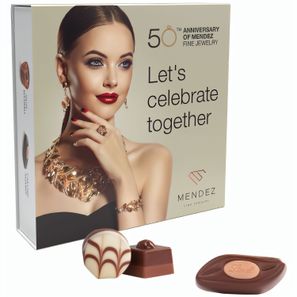 Lindt Präsent Werbeschuber aus weißem Karton Lindt Mini Pralinés