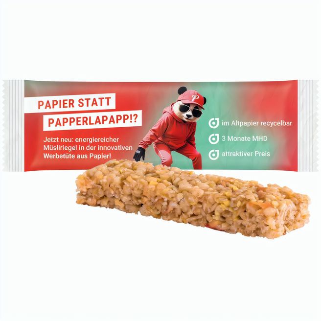 Produktabbildung Müsliriegel Multikorn Apfel, recycelfähigem Papier weiß Müsliriegel Multikorn Apfel, recycelfähigem Papier weiß