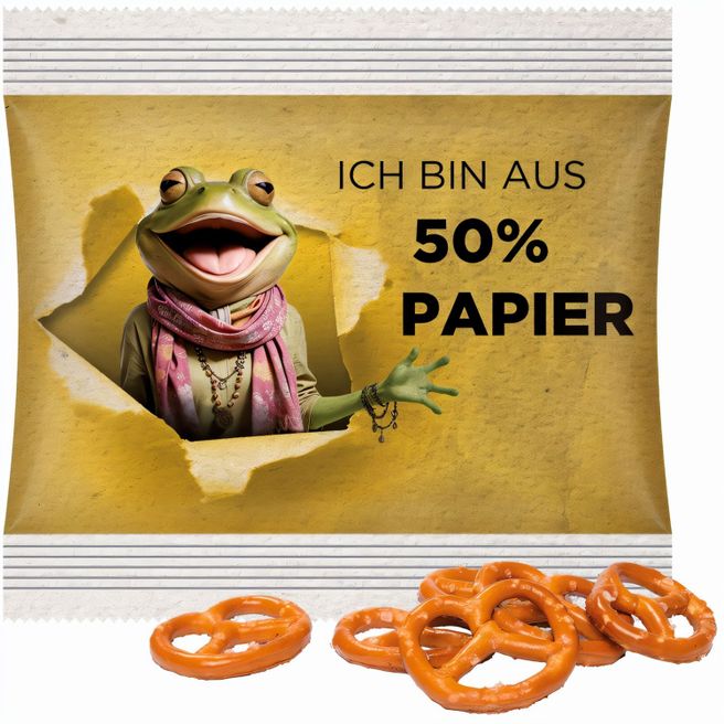 Snack Miditüte, Mini Brezel, Folie mit ca. 50% Papieranteil, weiß