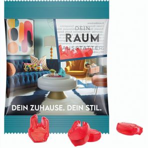 Minitüte Sonderform, 15 g, Folie transparent, Fruchtgummi , 10 % Fruchtsaftanteil