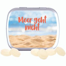 Klappdose, silber-blank, Mini Bonbons Japanische Minze