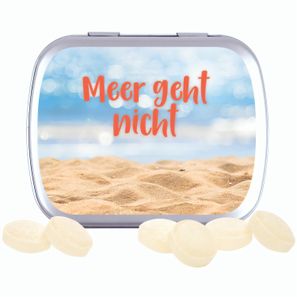 Klappdose, silber-blank, Mini Bonbons Japanische Minze