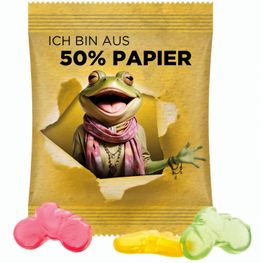 Minitüte, 10 g, Papierfolie weiß, Trolli Fruchtgummi Fahrrad
