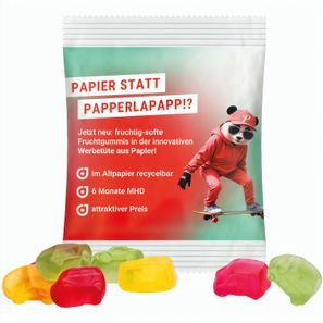 Minitüte, 10 g, recyclingfähiges Papier weiß, Trolli Fruchtgummi Auto-Mischung