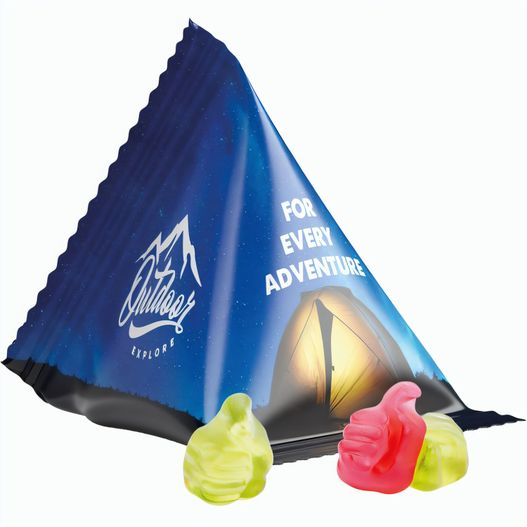 Fruchtgummi Tetraeder, Folie weiß, Trolli Fruchtgummi Daumen (Bild 1)