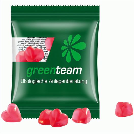 Minitüte,10 g, kompostierbare Folie transparent, Trolli Fruchtgummi Herz rot (Bild 1)