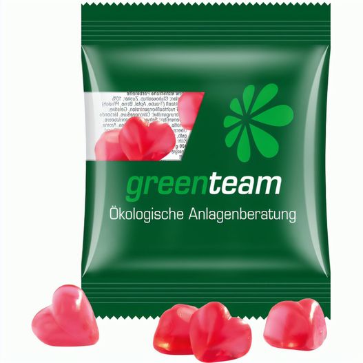 Produktabbildung Minitüte,10 g, kompostierbare Folie transparent, Trolli Fruchtgummi Herz rot Minitüte,10 g, kompostierbare Folie transparent, Trolli Fruchtgummi Herz rot (Bild 1)