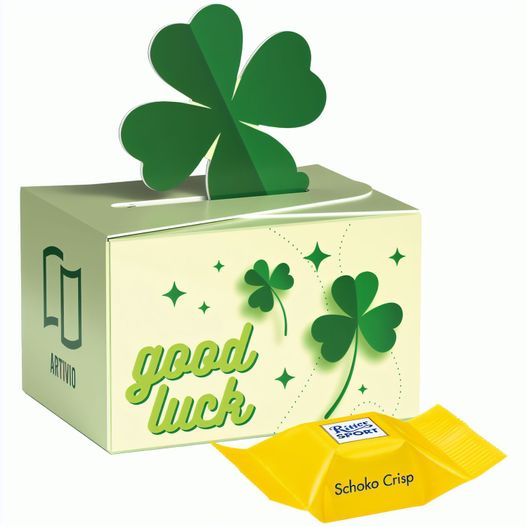 Geschenkbox Mini Kleeblatt, Ritter SPORT Schokowürfel Schoko Crisp (Bild 1)