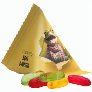 Fruchtgummi Tetraeder, Folie mit ca. 50% Papieranteil, weiß, Trolli Fruchtgummi Autos