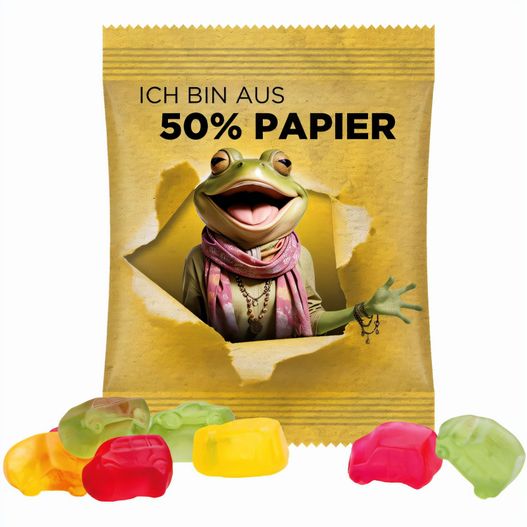 Minitüte, 15 g, Papierfolie weiß, Trolli Fruchtgummi Auto-Mischung (Bild 1)