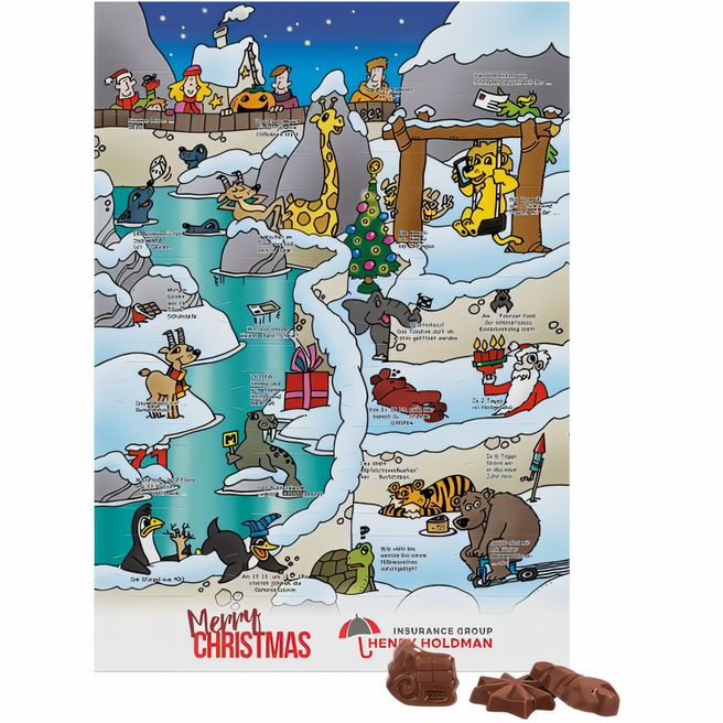 Classic Wand Rätsel-Adventskalender, Hoch- oder Querformat, Kalenderblister gefüllt, Friedel Vollmilch-Schokotäfelchen