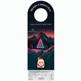 Werbeanhänger, Mini-Schoko Weihnachtsmann Edelvollmilch, 5 g massiv