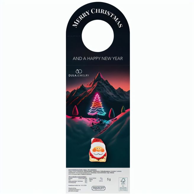 Werbeanhänger, Mini-Schoko Weihnachtsmann Edelvollmilch, 5 g massiv