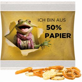 Snack Miditüte, Knabbermix, Folie mit ca. 50% Papieranteil, weiß