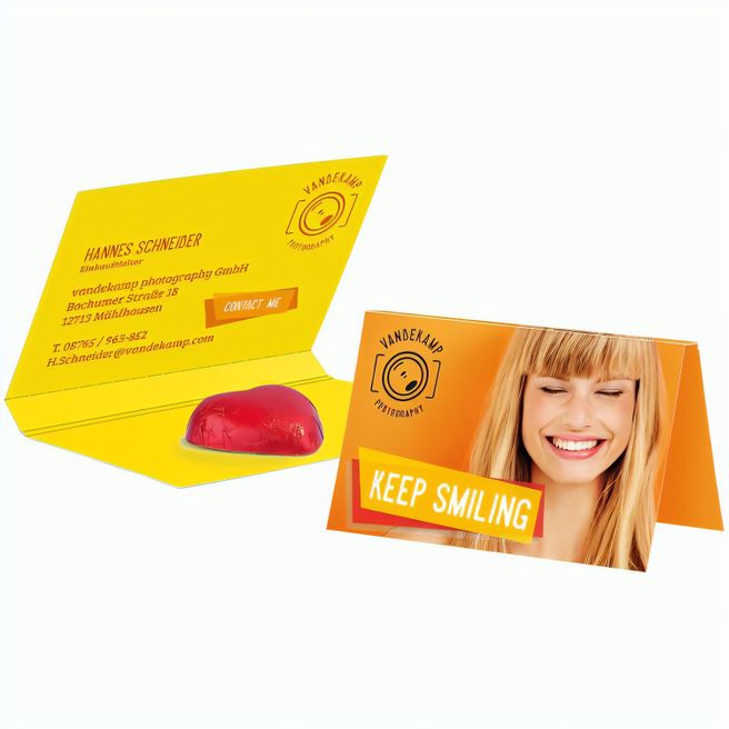 Produktabbildung Werbekarte Visitenkartenformat, Storz Schokoherz Werbekarte Visitenkartenformat, Storz Schokoherz