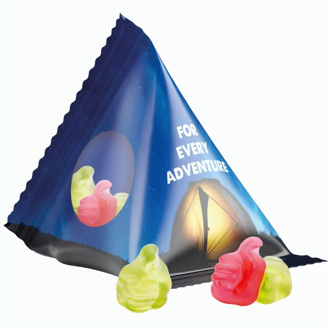 Fruchtgummi Tetraeder, Folie transparent, Trolli Fruchtgummi Daumen