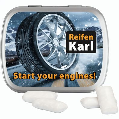 Klappdose, matt-silber, KoRo Menthol Kaugummi