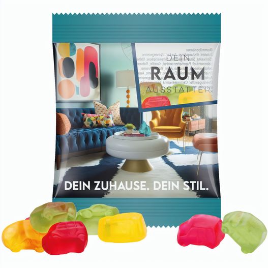 Produktabbildung Minitüte,15 g, Folie transparent, Trolli Fruchtgummi Auto-Mischung Minitüte,15 g, Folie transparent, Trolli Fruchtgummi Auto-Mischung (Bild 1)
