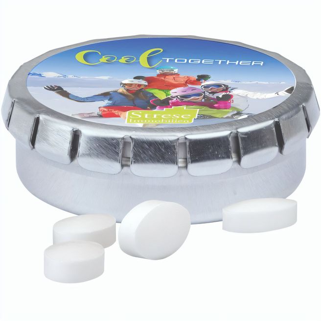 Produktabbildung Quick Box, silber, Pfeffi zuckerfreien Pfefferminzpastillen Quick Box, silber, Pfeffi zuckerfreien Pfefferminzpastillen