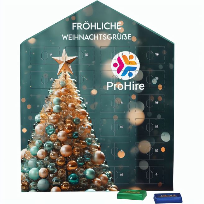 Täfelchen Adventskalender Haus, Lindt Schokotäfelchen