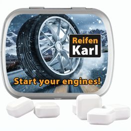 Produktabbildung Klappdose, matt-silber, Traubenzuckerquadrate Klappdose, matt-silber, Traubenzuckerquadrate