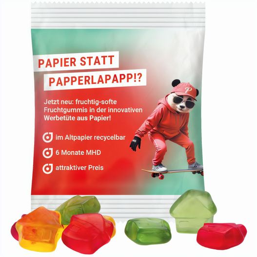 Minitüte, 15 g, recyclingfähiges Papier weiß, Trolli Fruchtgummi Haus (Bild 1)