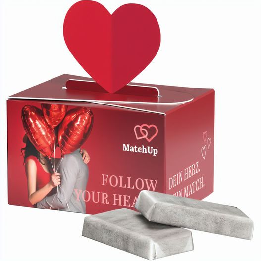 Geschenkbox Mini Herz, Alpenmilch Schokotäfelchen (Bild 1)