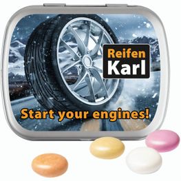 Klappdose, matt-silber, Mentos Kaudragee Fruit