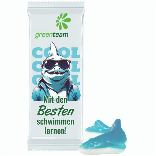 Produktabbildung Trolli Fruchtgummi "Hai", kompostierbare Folie weiß Trolli Fruchtgummi "Hai", kompostierbare Folie weiß (Bild 1)