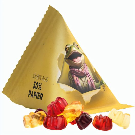 Produktabbildung Fruchtgummi Tetraeder, Folie mit ca. 50% Papieranteil, weiß, Trolli Fruchtgummibären, 30% Fruchtsaftqualität Fruchtgummi Tetraeder, Folie mit ca. 50% Papieranteil, weiß, Trolli Fruchtgummibären, 30% Fruchtsaftqualität (Bild 1)