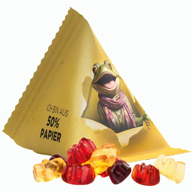 Produktabbildung Fruchtgummi Tetraeder, Folie mit ca. 50% Papieranteil, weiß, Trolli Fruchtgummibären, 30% Fruchtsaftqualität Fruchtgummi Tetraeder, Folie mit ca. 50% Papieranteil, weiß, Trolli Fruchtgummibären, 30% Fruchtsaftqualität