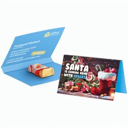 Produktabbildung Werbekarte Visitenkartenformat, Mini-Schoko Weihnachtsmann Werbekarte Visitenkartenformat, Mini-Schoko Weihnachtsmann