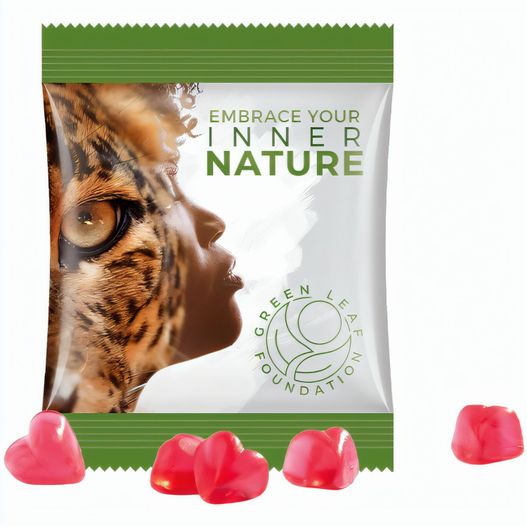 Minitüte,10 g, Folie weiß, Trolli Fruchtgummi Herz rot (Bild 1)