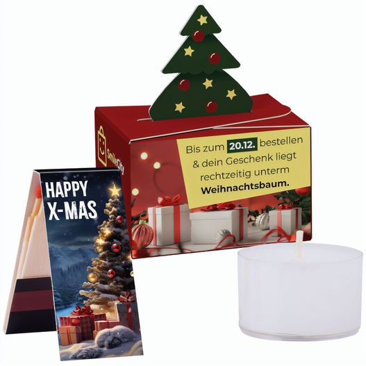 Geschenkbox Mini Tanne, Teelicht mit Weihnachtsgestaltung (Bild 1)